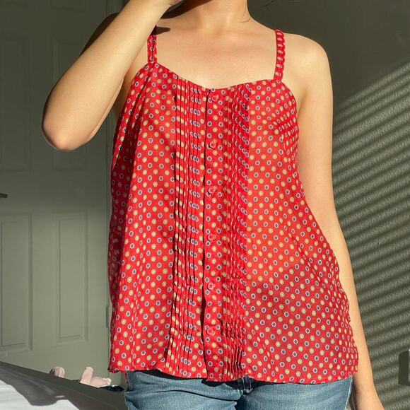 Y2K Mossimo Womens Red Polka Dot Tank Top Lightweight Casual Blouse Size Small - Picture 1 of 5